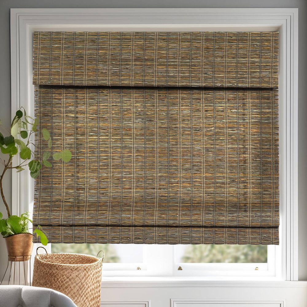 Persilux Cordless Roman Shades for Windows Linen Natural Fabric Window Blinds, Privacy Roman Blinds for Windows Shades for Home Kitchen Door, Driftwood(Privacy Liner,Block 60%-80% Light), 87"W X 80"H