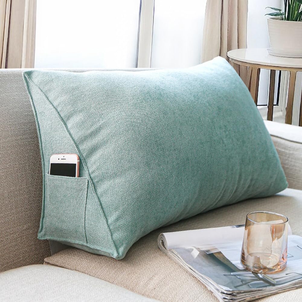GKWW Triangular Wedge Pillow Headboard Bolster Pillow with Removable Cover Back Support Backrest Reading Pillows Waist Protection Reading Pillow Decorative Throw Pillows for Sofa,Bed,Bay Window