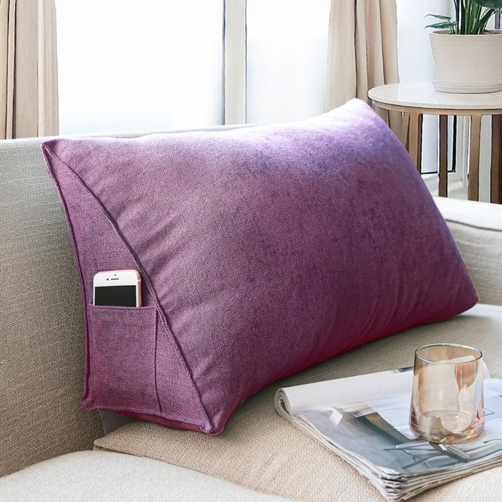 GKWW Triangular Wedge Pillow Headboard Bolster Pillow with Removable Cover Back Support Backrest Reading Pillows Waist Protection Reading Pillow Decorative Throw Pillows for Sofa,Bed,Bay Window