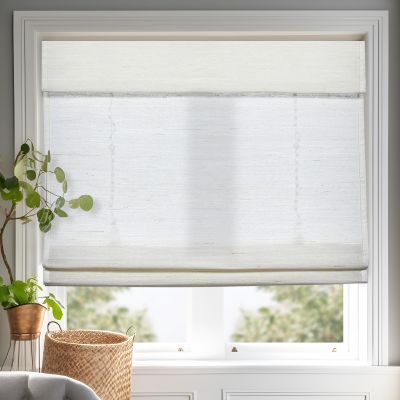 Persilux Cordless Roman Shades for Windows, Linen Natural Fabric Window Blinds, Privacy Roman Blinds for Windows Shades for Home Kitchen Door, White(Privacy Liner,Block 60%-80% Light), 43" W X 48" H