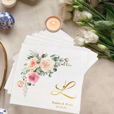 Cools Love Luxury Personalized Napkins For Party, Custom Printed Wedding Napkins, Customized Wedding Cocktail, Bridal Shower Engagement Party, Beverage Luncheon Cocktail Paper Style 2
