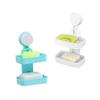Amosfun 2pcs Double Layer Soap Dish Cups Water Draining Soap Holder for Bathroom Kitchen Storage Rack White Tool Installation Punch Design view 1
