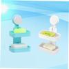 Amosfun 2pcs Double Layer Soap Dish Cups Water Draining Soap Holder for Bathroom Kitchen Storage Rack White Tool Installation Punch Design view 3