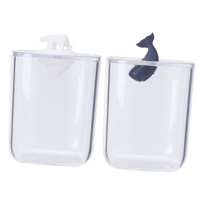 Amosfun 2pcs Acrylic Cotton Pad and Swab Storage Box Cute Cartoon Animal Design for Makeup Accessories with Easy-open Lid Elegant and Compact Organizer for Vanity and Bathroom