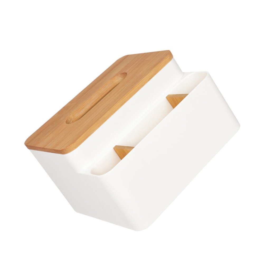 Amosfun Plastic Tissue Holder Cover Multifunctional Desktop Napkin Organizer for Stylish and Easy to Clean White