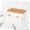 Amosfun Plastic Tissue Holder Cover Multifunctional Desktop Napkin Organizer for Stylish and Easy to Clean White view 2