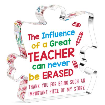 Gifts for Teacher Christmas, Teacher Gifts for Women Men, Teacher Appreciation Week Gift, Thank You Teacher End of Year Gifts from Students, Daycare Teacher Gifts Desk Decoration Acrylic Plaque