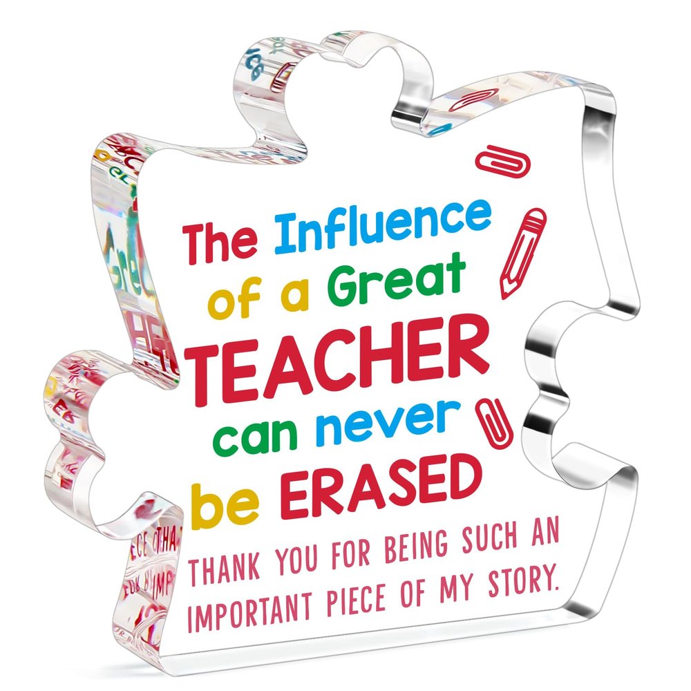 Gifts for Teacher Christmas, Teacher Gifts for Women Men, Teacher Appreciation Week Gift, Thank You Teacher End of Year Gifts from Students, Daycare Teacher Gifts Desk Decoration Acrylic Plaque