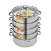 Kathring Stainless Steel Steamer Glass Lid, 5-Layer Cooking Steamer Set, Overlapping Design,  28cm /11 Inch, Suitable for Induction Cooktops, Electric Cooktops, Gas Cooktops view 1
