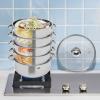 Kathring Stainless Steel Steamer Glass Lid, 5-Layer Cooking Steamer Set, Overlapping Design,  28cm /11 Inch, Suitable for Induction Cooktops, Electric Cooktops, Gas Cooktops view 2