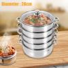 Kathring Stainless Steel Steamer Glass Lid, 5-Layer Cooking Steamer Set, Overlapping Design,  28cm /11 Inch, Suitable for Induction Cooktops, Electric Cooktops, Gas Cooktops view 3