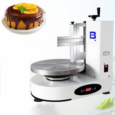 Automatic Birthday Cake Cream Smooth Coating Decoration Machine, Birthday Cake Electric Cream Spreading Machine Cake Coating Smearer Filling Smoothing Machine,White