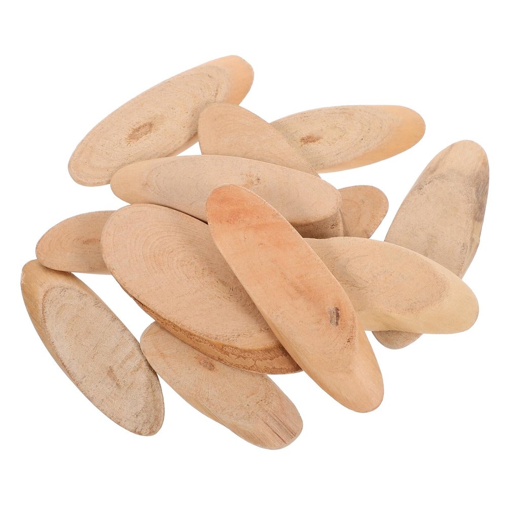 EXCEART 25Pcs Oval Driftwood Slices Natural Wood Blanks for DIY Crafts Coastal Vase Filler Home Decor 3.15X1.1X0.28 Inches