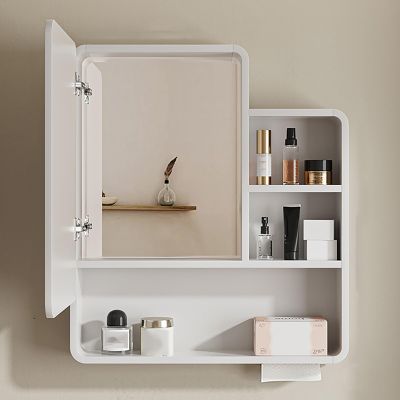 CMYOYC Wall-Mounted Bathroom Mirror Cabinet, Hidden Medicine Cabinet Mirror, Open Left/Right Door Storage Cupboard with Shelves & Cushioning Hinges (Color : Open Left, Size : 70 * 80 * 14cm)