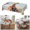 Tablecloth 5472 Inch Rectangular Decorative Stain Resistant Burlap Table Cloths Lovely Giraffe Dining Tablecloths Washable Fabric Table Cover for Kitchen Party Wedding Picnic Farmhouse Decor view 2
