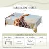 Tablecloth 5472 Inch Rectangular Decorative Stain Resistant Burlap Table Cloths Lovely Giraffe Dining Tablecloths Washable Fabric Table Cover for Kitchen Party Wedding Picnic Farmhouse Decor view 3