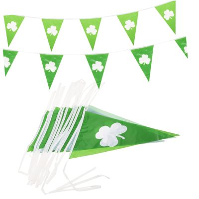 Cabilock 2sets Shamrock Banners for Patrick's Day Flags for Festival Party Hanging Decoration Easy to Install Wall and Garden Decor