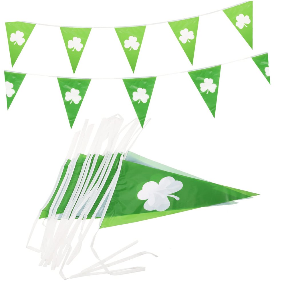 Cabilock 2sets Shamrock Banners for Patrick's Day Flags for Festival Party Hanging Decoration Easy to Install Wall and Garden Decor