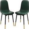 SoOSSN Dining Chair Set of 2 PU Leather Cushion with Black Golden Metal Legs for Restaurant and,Green Dining Chairs(Color:Default) view 1