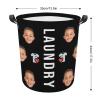 Custom Laundry Basket Personalized Foldable Laundry Hamper with Photo Picture Customized Dirty Clothes Storage Basket with Handle for Dormitory Home Bathroom Hotel view 2