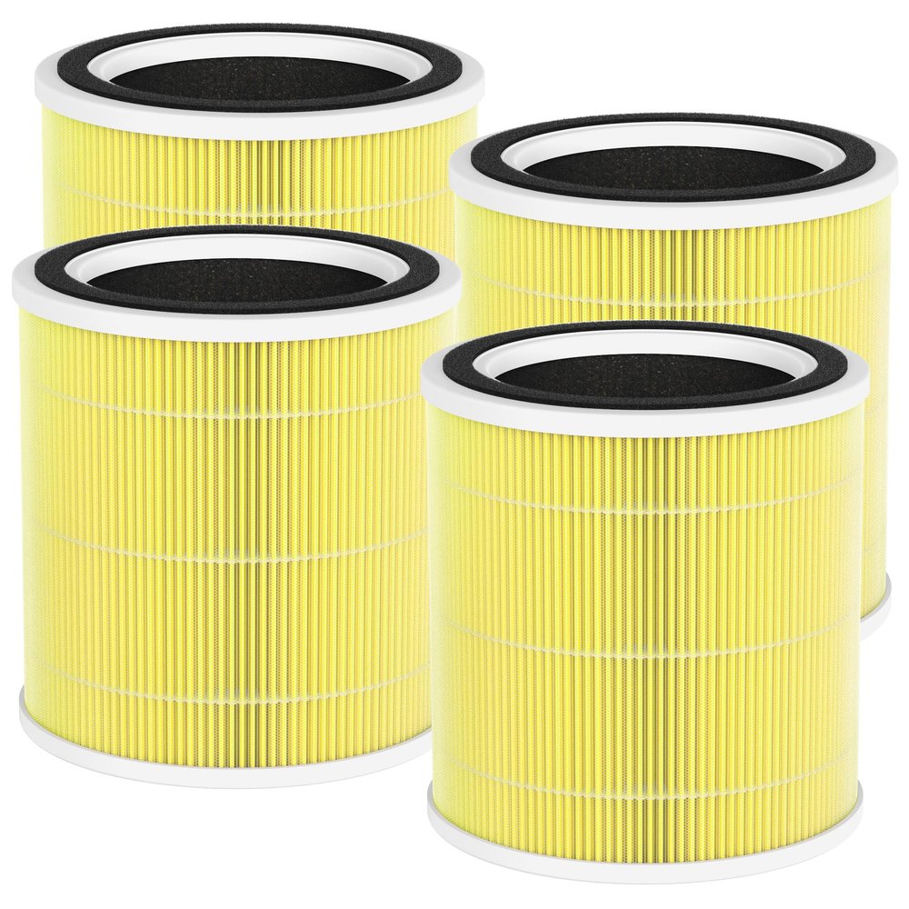 FCFMY 4 Packs AC400 Pet Care Replacement Filters Compatible with Purivortex AC400 Air Cleaner Purifier, with Main Filter and Activated Carbon Filter, Yellow