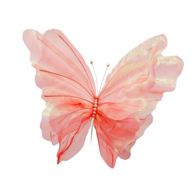Nishiyuenyi Butterfly Decoration Simulated Butterfly Prop Wall Craft Butterflies Prop Decor for Garden Holiday Photography Men Girls, Colorful Light red