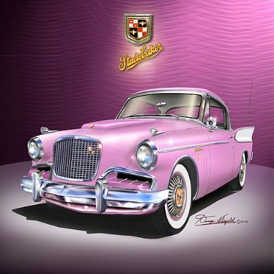 1957 Studebaker Golden Hawk | Fine Art Prints By Danny Whitfield | Comes in nine different exterior colors (24 x 36, Lilac)