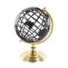 Deco 79 Aluminum Metal Open Framed World Globe with Wire Exterior and Gold Base, 8" x 8" x 13", Black view 1