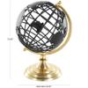 Deco 79 Aluminum Metal Open Framed World Globe with Wire Exterior and Gold Base, 8" x 8" x 13", Black view 3