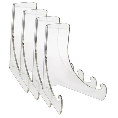 Cabilock 4pcs Clear Acrylic Easel Stand for Displaying Plates Photos and Art Small Decorative Stands for Home Office Weddings and Events