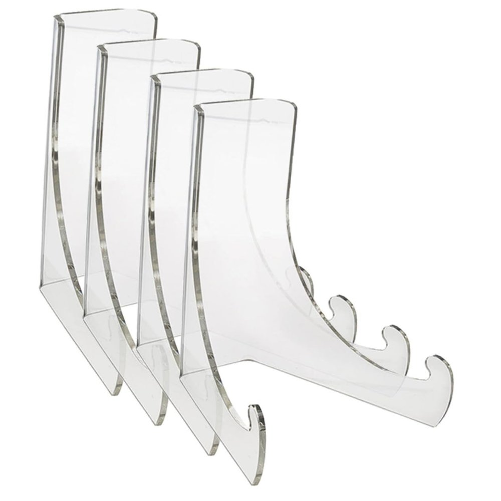 Cabilock 4pcs Clear Acrylic Easel Stand for Displaying Plates Photos and Art Small Decorative Stands for Home Office Weddings and Events