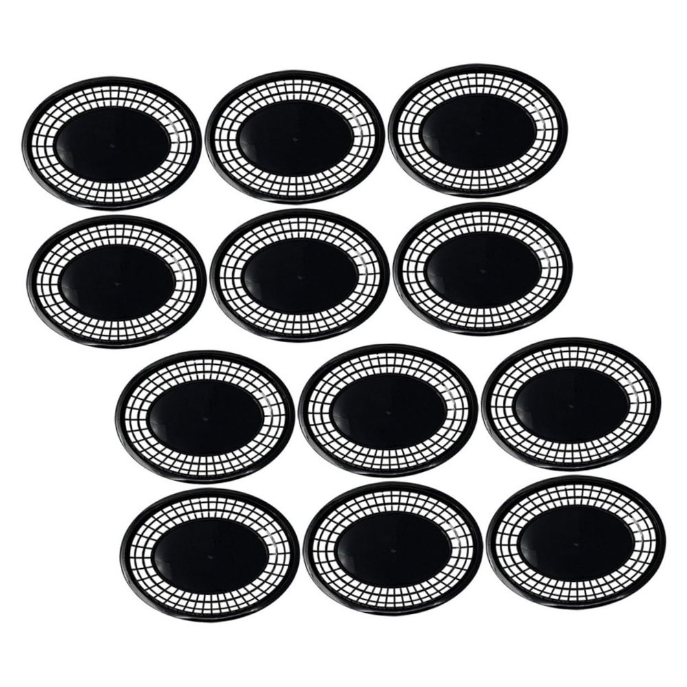 Cabilock 12pcs Oval Plastic Food Baskets Set for Snacks Fruits and Appetizers Portable Multi-function Kitchen Serving Baskets Sturdy Design for Home and Events