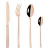Silverware Flatware Set, 4/16/24/32/40/48 Pieces White Gold Stainless Steel Cutlery Square Handle Steak Knife, Fork And Spoon Set(Rose Gold,6Set-24Pcs) view 1
