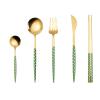 SEELLODGE Silverware Flatware Cutlery Set, 5/20/30/40/50/60 Pieces Stainless Steel Spoons, Chopsticks, Creative Polka Dot Steak Knife, Fork And Spoon Set, Portuguese Hotel Household Tableware (Color view 1