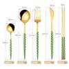 SEELLODGE Silverware Flatware Cutlery Set, 5/20/30/40/50/60 Pieces Stainless Steel Spoons, Chopsticks, Creative Polka Dot Steak Knife, Fork And Spoon Set, Portuguese Hotel Household Tableware (Color view 2