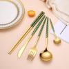 SEELLODGE Silverware Flatware Cutlery Set, 5/20/30/40/50/60 Pieces Stainless Steel Spoons, Chopsticks, Creative Polka Dot Steak Knife, Fork And Spoon Set, Portuguese Hotel Household Tableware (Color view 4