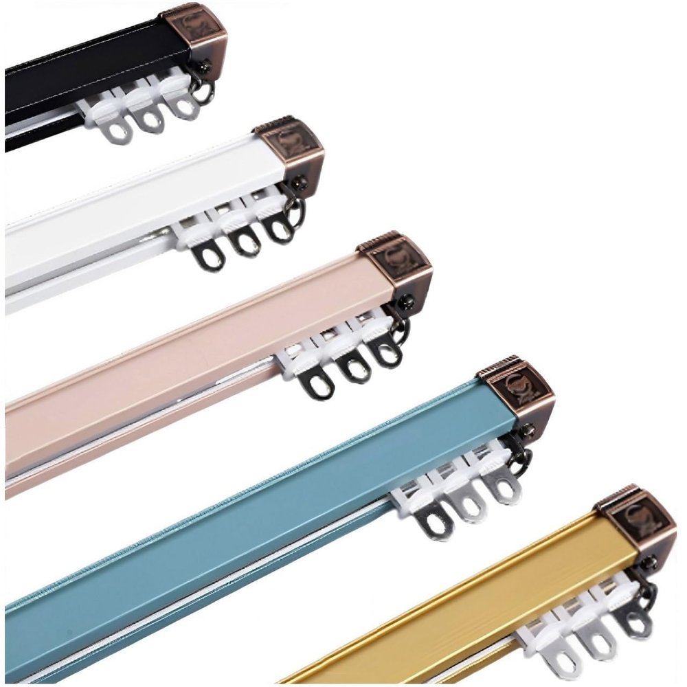 70cm-600cm Ceiling Curtain Track, Heavy Duty Straight Track Sliders, Aluminum Alloy Curtain Rails, For Office Living Room Bedroom Room Divider, Ceiling or Wall Mount Curtain Rods ( Color : A-Wall , Si