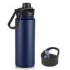 24oz Insulated Water Bottle with Straw Lid, Stainless Steel Metal Water Bottle with Straw & Wide Mouth Lid, Double Wall Vacuum Water Bottle for Hiking Camping, Navy 1 Pack view 1