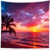 Loccor Beach Sunset Tapestry Hawaii Sandy Beach Palm Tree Ocean Waves Sunset Scenery Wall Hanging Tropical Summer Sunset Tapestry Home Wallpaper Bedroom Living Room Decor 80''x60'' view 4