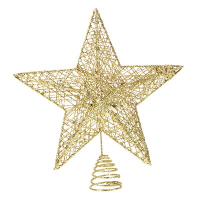 Ciieeo Christmas Tree Topper Star Gold Glittered Five-Pointed Star Jewelry Xmas Tree Decor