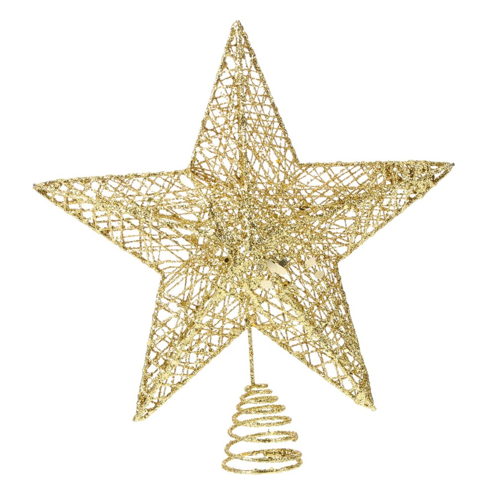 Ciieeo Christmas Tree Topper Star Gold Glittered Five-Pointed Star Jewelry Xmas Tree Decor