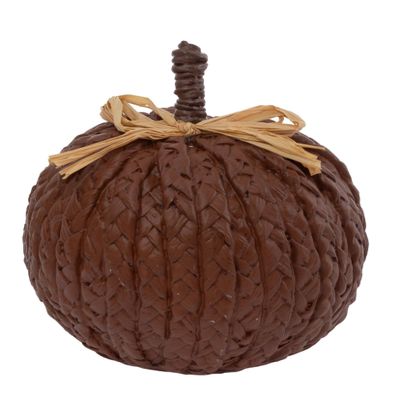 Boston International Woven Pumpkin Tabletop Mantel Shelf Fall Autumn Thanksgiving Halloween Decorations for Home, Small, Brown