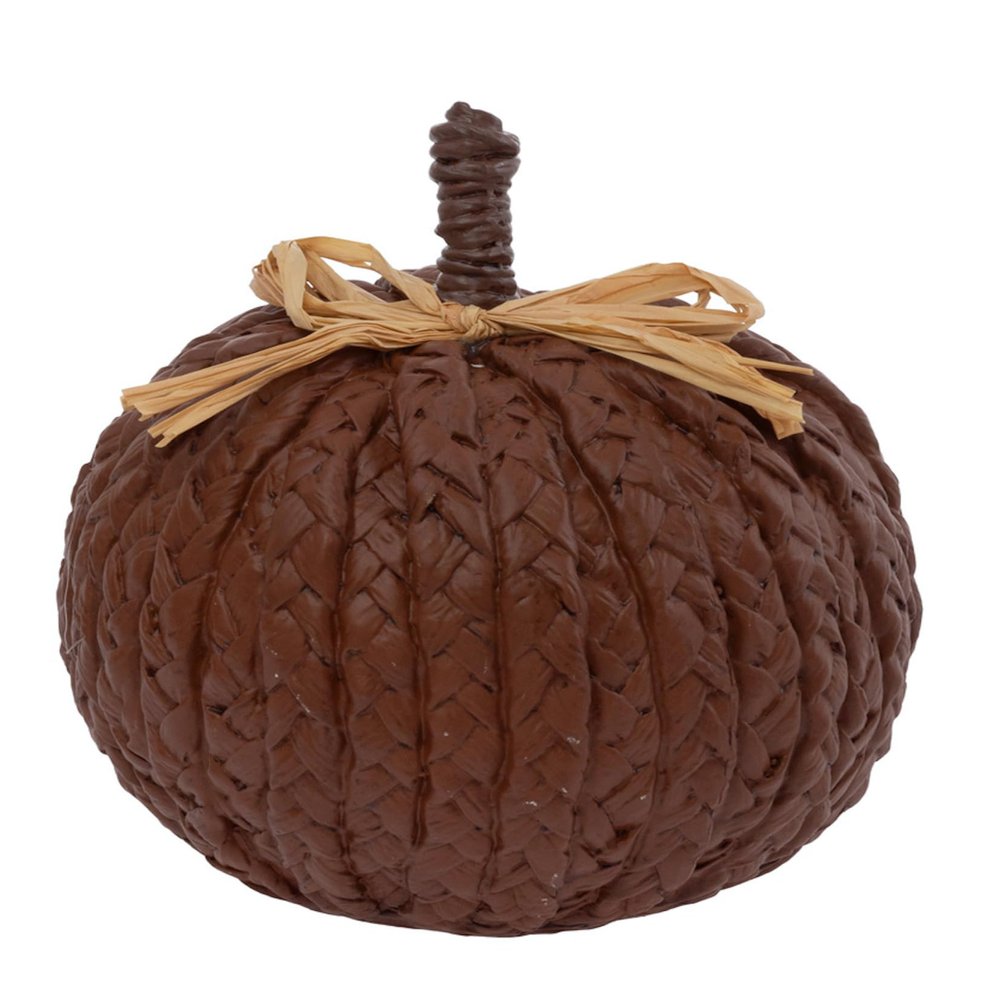 Boston International Woven Pumpkin Tabletop Mantel Shelf Fall Autumn Thanksgiving Halloween Decorations for Home, Small, Brown