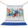 Coastal Beach Throw Blankets, Nautical Ocean Seashell Coral Starfish Soft Fleece Blanket Decorative for Home Sofa Couch Chair Living Bedroom,50x60 inches, Blue Teal Summer view 1