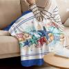 Coastal Beach Throw Blankets, Nautical Ocean Seashell Coral Starfish Soft Fleece Blanket Decorative for Home Sofa Couch Chair Living Bedroom,50x60 inches, Blue Teal Summer view 3