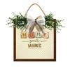 LERJIMUX Home Sweet Home Wreaths Decor Sign Front Door, Round Wood Hanging Sign with Ribbon Bow and Artificial Green Leaves, Farmhouse Porch Decorations for Home 10 Inch view 1
