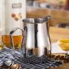 Milk Frothing Pitcher, Stainless Steel Latte Steaming Frothing Pitcher Coffee Milk Frother Cup with Olecranon Type Outlet Milk Frothing Jug for Bar Office Coffee Lovers (Black 450ML) view 3