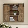 LuxenHome Farmhouse Wood Sliding 2-Door Wall Storage Cabinet Wood Mounted Wall Cabinet Accent Cabinet with 3 Shelves for Sideboard Buffet Cabinet,Living Room, Dining Room, Kitchen view 1