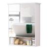 Bathroom Mirror Cabinet with 3 Layer Shelf, Hanging Home Pharmacy, Adjustable Laminate, Easy to Assemble, 18.9"" W x 24.2"" H x 6.7"" D, 48*17*61.5cm, White view 1