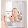 Bathroom Mirror Cabinet with 3 Layer Shelf, Hanging Home Pharmacy, Adjustable Laminate, Easy to Assemble, 18.9"" W x 24.2"" H x 6.7"" D, 48*17*61.5cm, White view 2